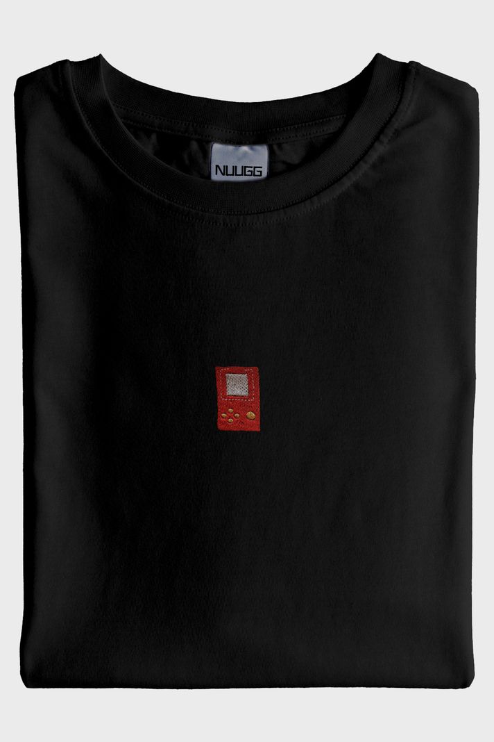 Kırmızı El Atarisi Desenli Nakış Siyah T-Shirt - 3. görsel