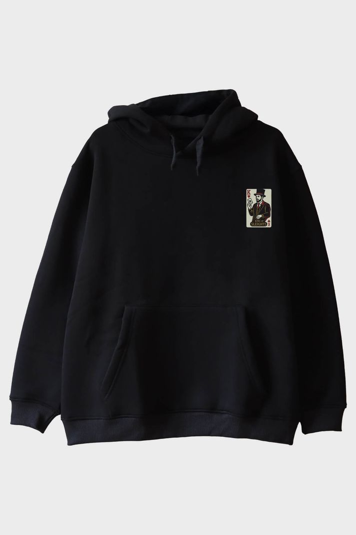 King Of Sleights Siyah Hoodie ön görsel
