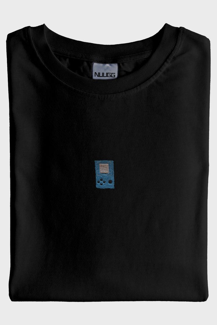 Mavi El Atarisi Desenli Nakış Siyah T-Shirt - 4. görsel