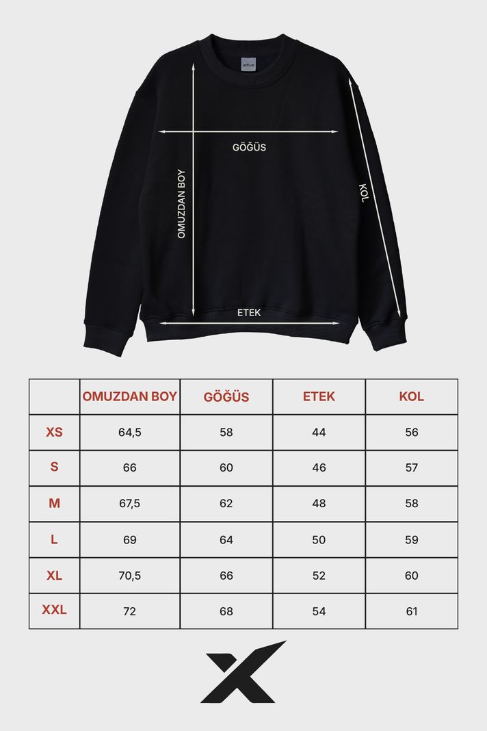 Myelin Sinirlerimi Bozuyor Siyah Bisiklet Yaka Sweatshirt beden tablosu