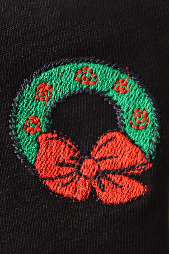 Kış Çelengi Siyah Bisiklet Yaka Sweatshirt - 4. görsel