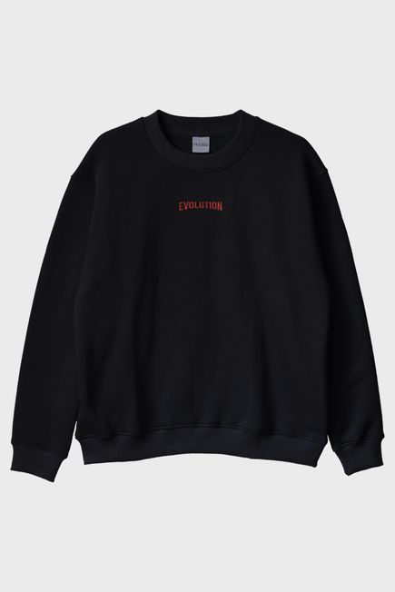 Kırmızı Evolution Nakışlı Bisiklet Yaka Sweatshirt