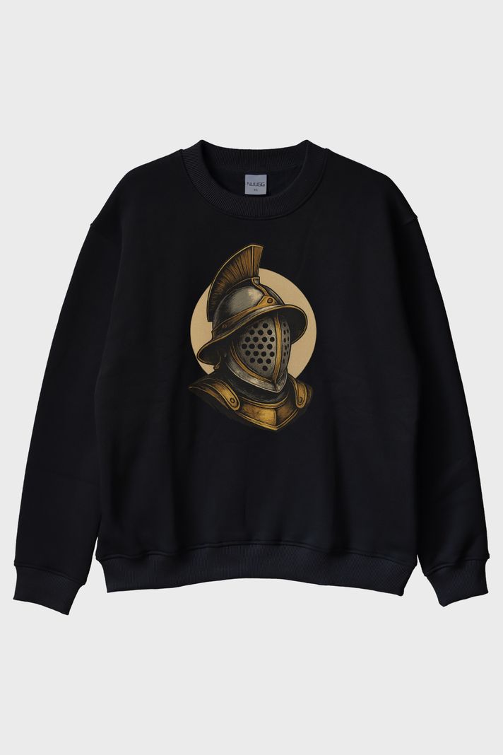 Gladyatör Kaskı Siyah Bisiklet Yaka Sweatshirt ön görsel