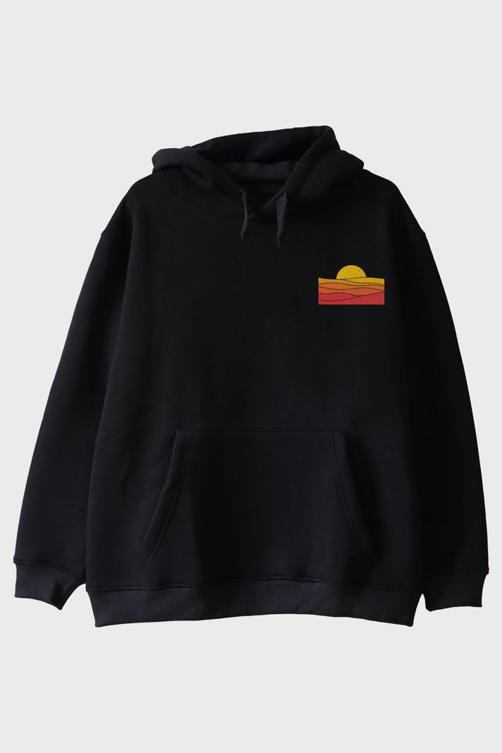 Güneş Baskılı Minimalist Hoodie ön görsel