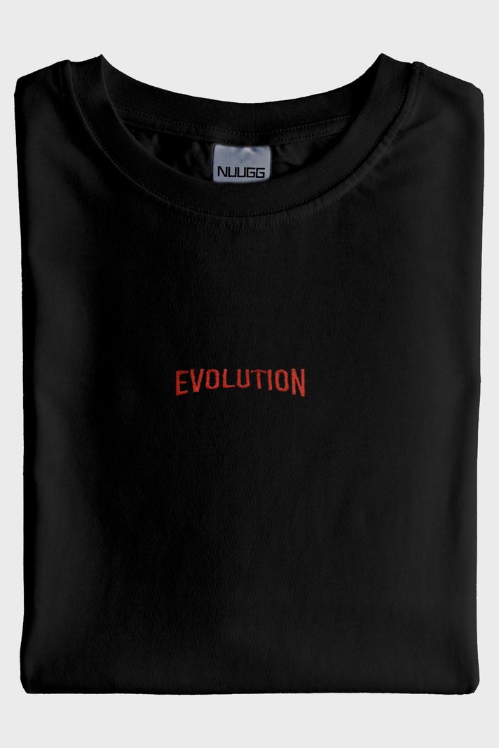 Kırmızı Evolution Nakışlı Siyah Tişört - 4. görsel