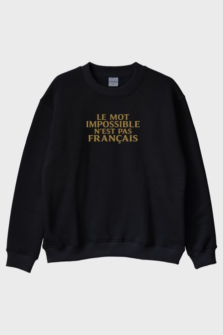 Napoleon Alıntısı Siyah Bisiklet Yaka Sweatshirt