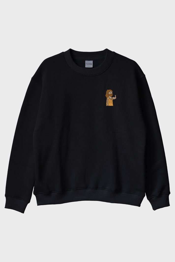 Ham Güç Siyah Bisiklet Yaka Sweatshirt ön görsel