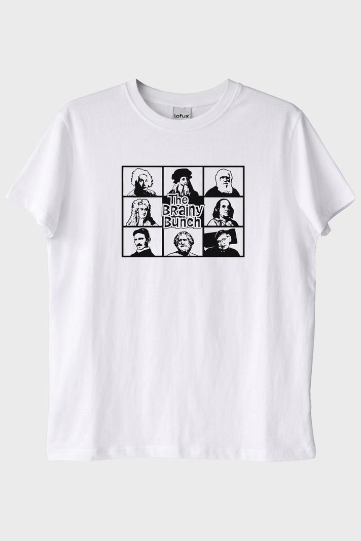 The Brainy Bunch Bilim İnsanları Baskılı Beyaz Tişört ön görsel