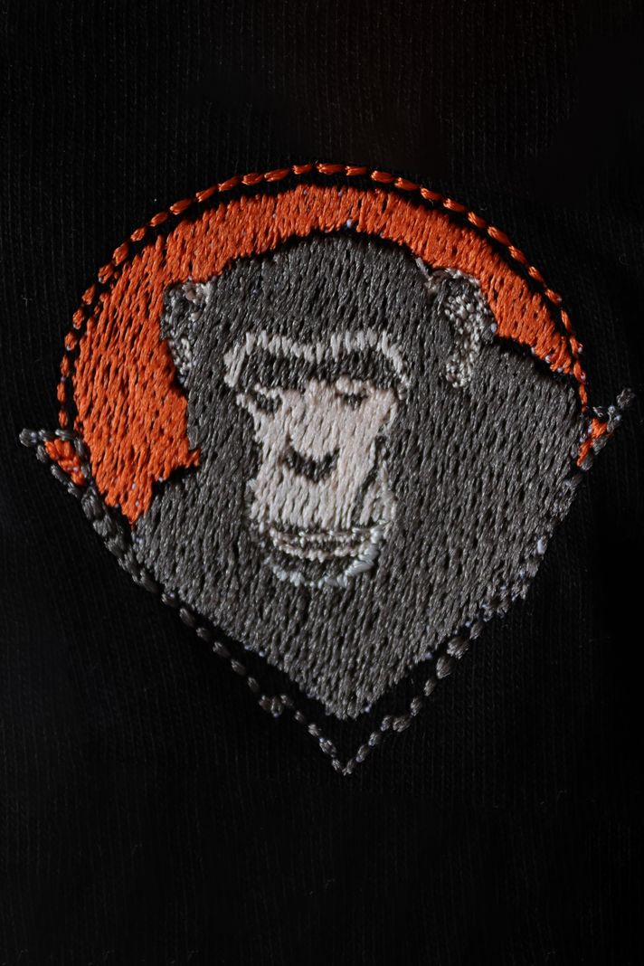 Şempanze Nakışlı Hoodie - 5. görsel