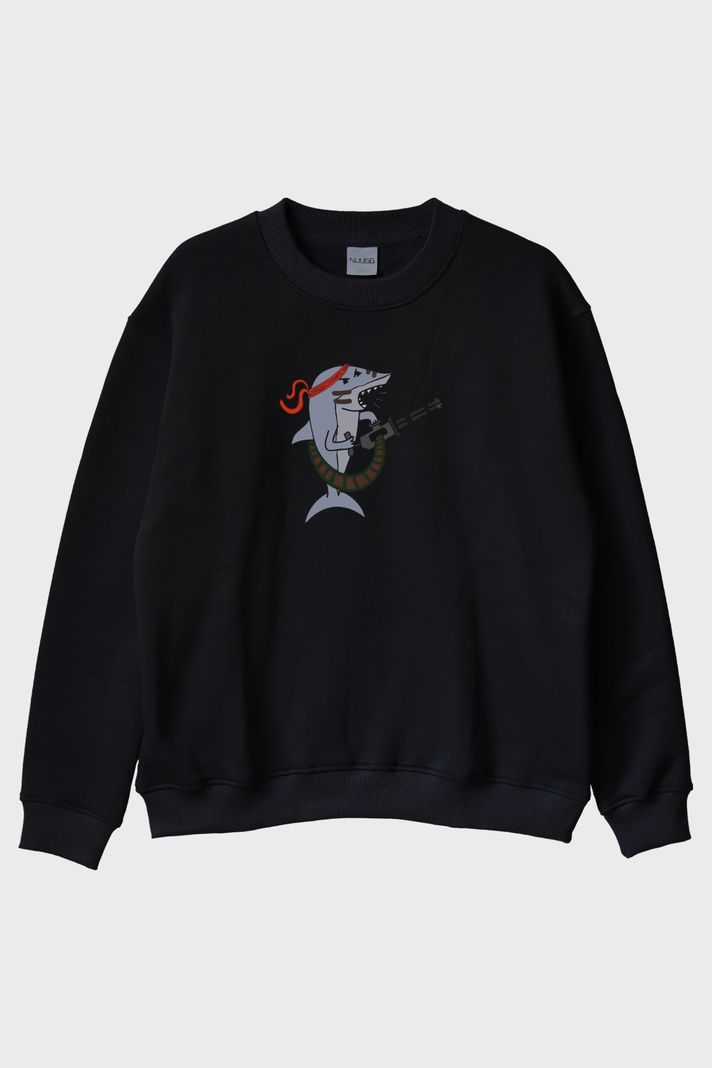 Su Altı Komandosu Siyah Bisiklet Yaka Sweatshirt ön görsel