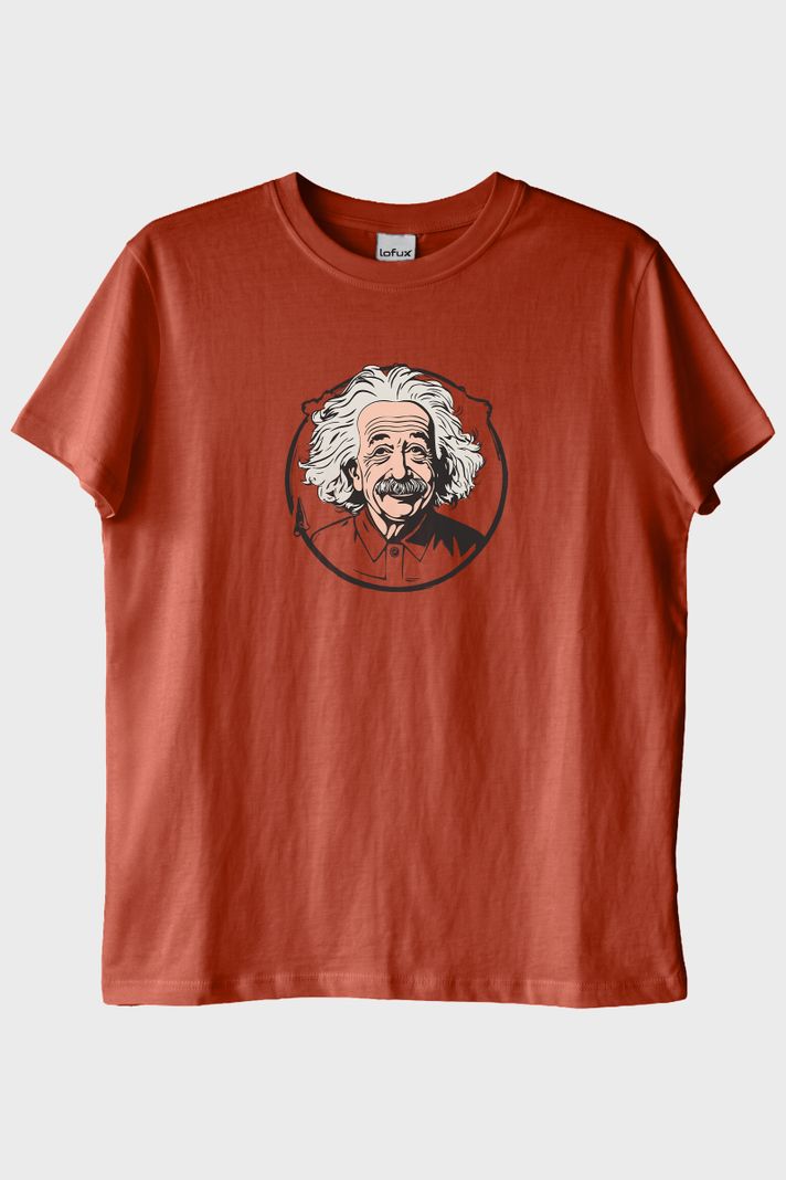 Albert Einstein Portre Baskılı Tasarım Kiremit Tişört ön görsel
