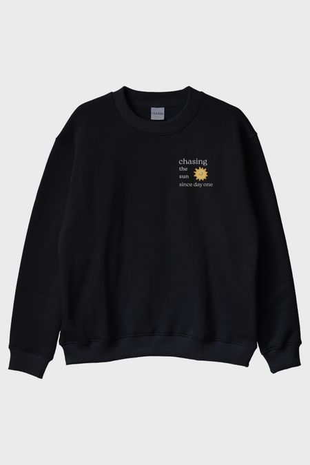 Chasing The Sun Siyah Bisiklet Yaka Sweatshirt