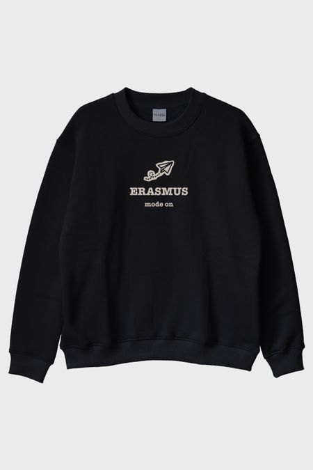 Erasmus Mode On Siyah Bisiklet Yaka Sweatshirt