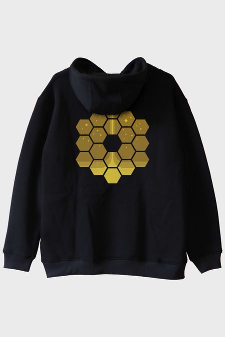 James Webb Altıgen Tasarımlı Baskılı Siyah Hoodie
