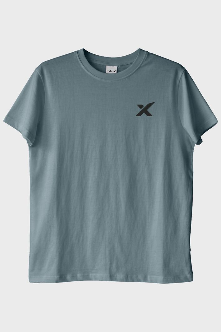 Minimal X Logo Mavi Tişört ön görsel