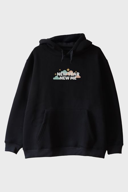 New Year New Me Siyah Hoodie
