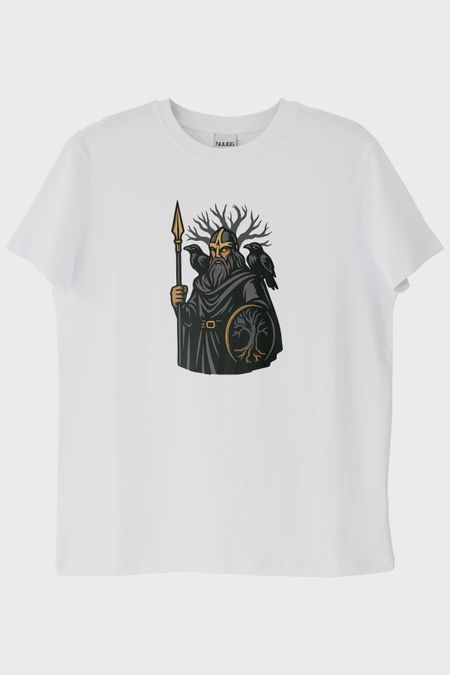 Odin Figürlü Beyaz Tişört
