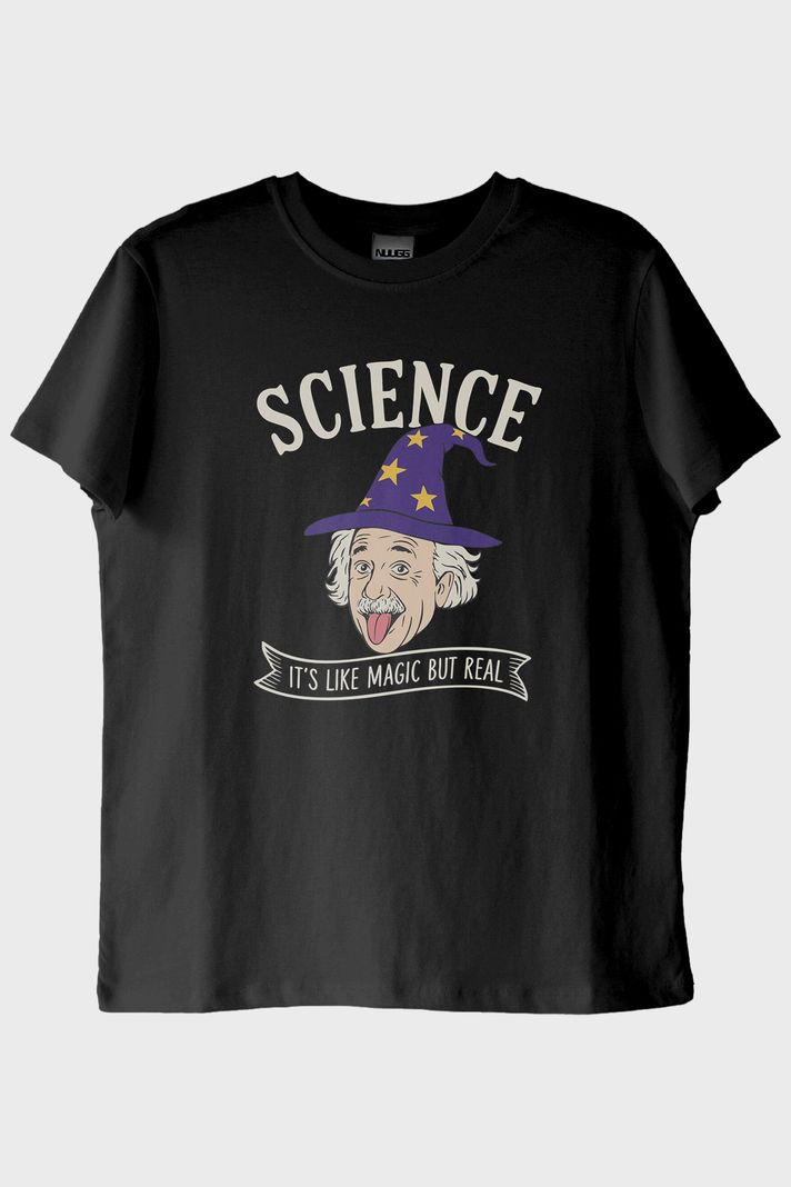 Science Magic But Real Siyah Tişört ön görsel