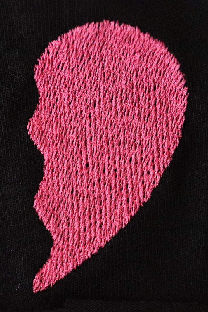 Pembe Yarım Kalp Desenli Bisiklet Yaka Sweatshirt - Sevgililer Günü Hediyesi - 4. görsel