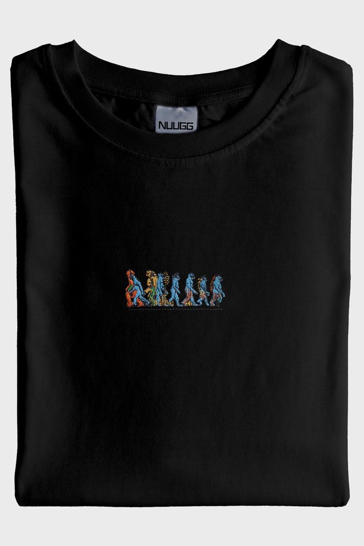Evrim Desenli Nakışlı Siyah T-Shirt - 4. görsel