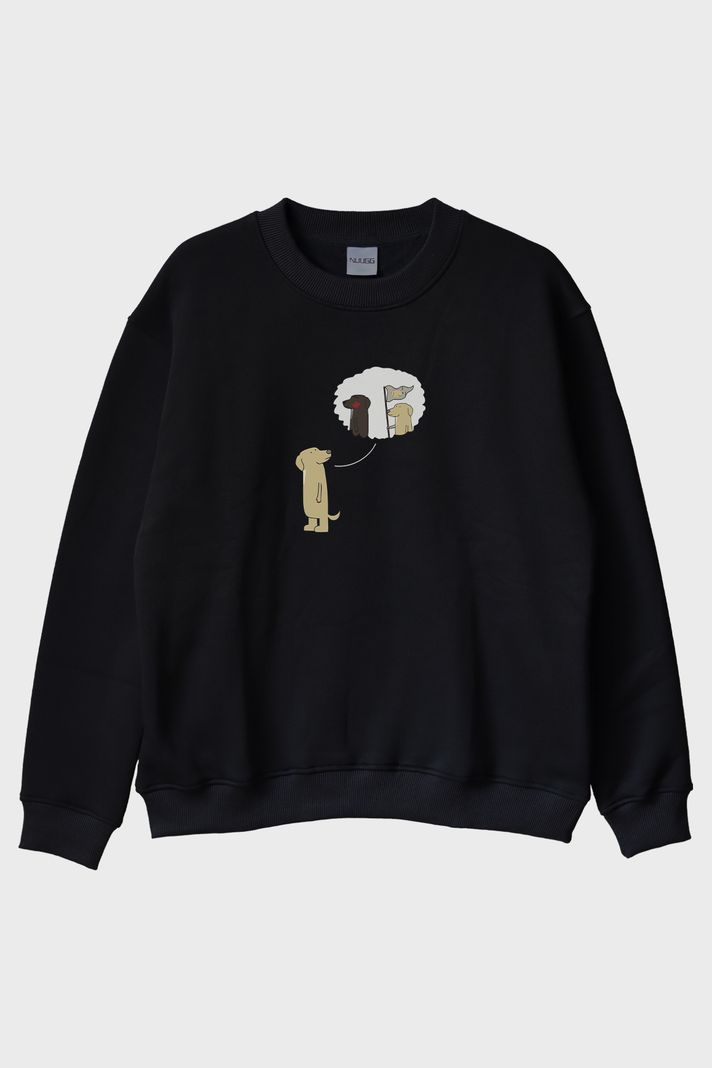 Geldim Gördüm Havladım Siyah Bisiklet Yaka Sweatshirt ön görsel