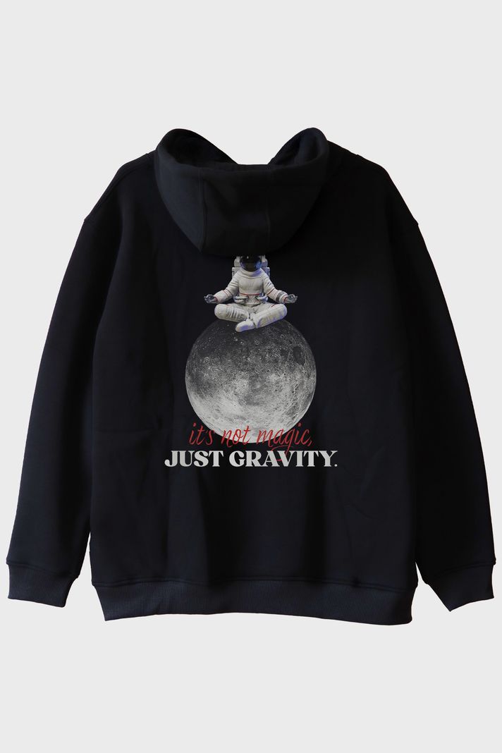 Just Gravity Siyah Hoodie ön görsel