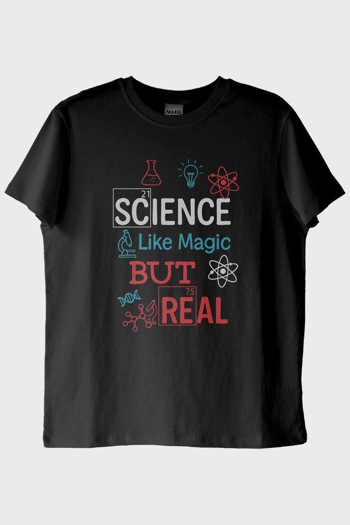 Science Like Magic Siyah Tişört ön görsel