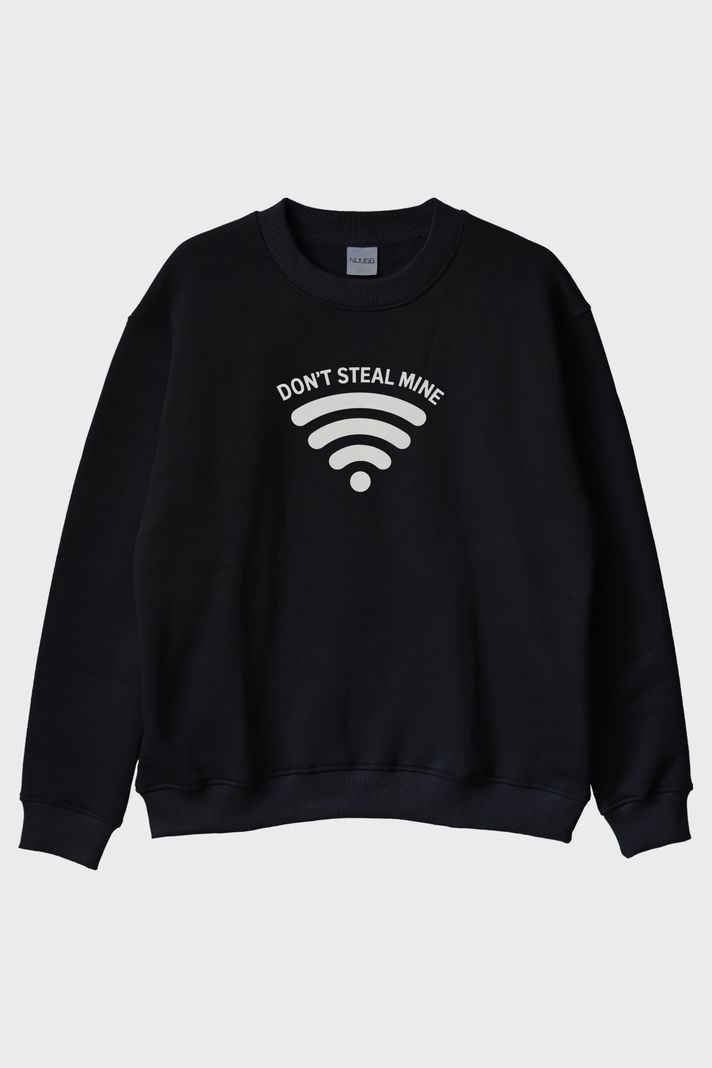 Don’t Steal My Wifi Siyah Bisiklet Yaka Sweatshirt - 4. görsel