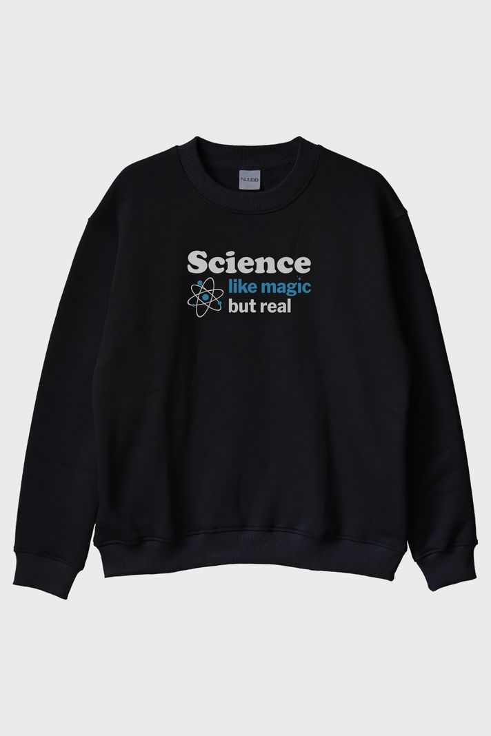 Science like Magic but Real Baskılı Bilim Temalı Bisiklet Yaka Sweatshirt ön görsel
