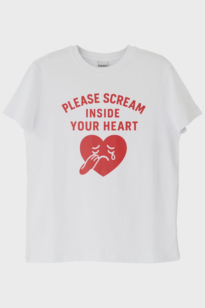 Please Scream Inside Your Heart Baslikli Tisort ön görsel
