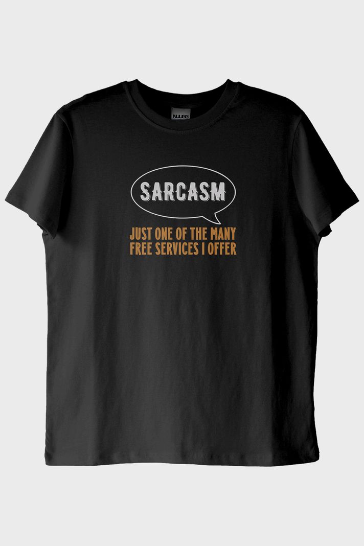 Sarcasm Baskılı Tasarım Siyah Tişört ön görsel