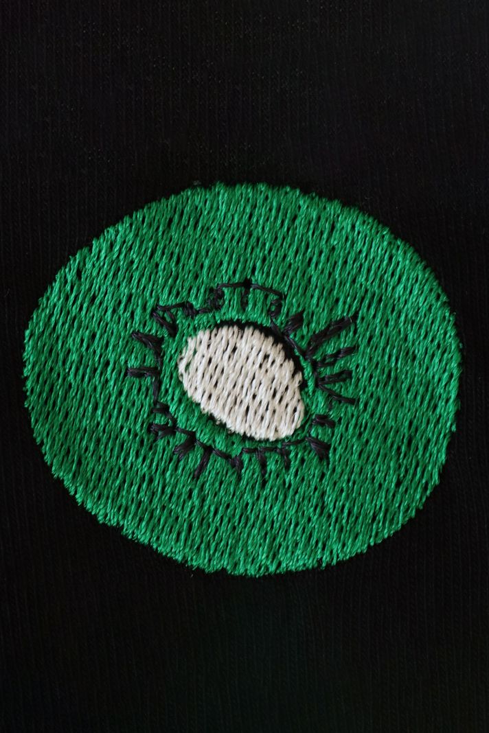 Kivi Desenli Siyah Nakış Hoodie - 5. görsel
