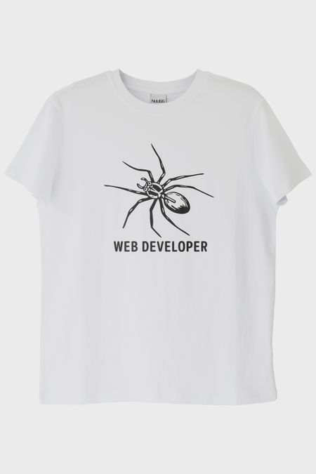 Web Developer Baskılı Beyaz Tişört