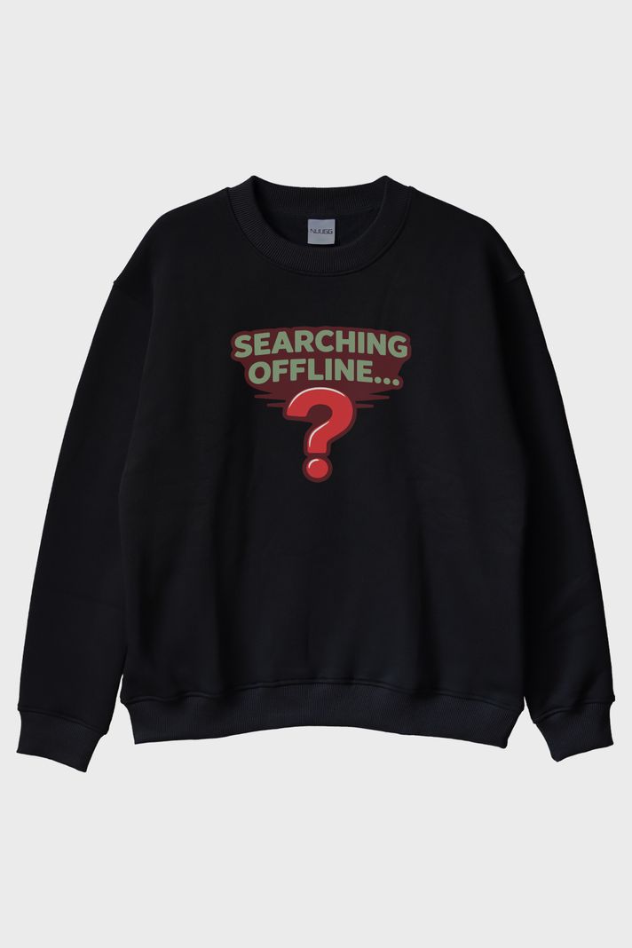Searching Offline Siyah Bisiklet Yaka Sweatshirt - 4. görsel