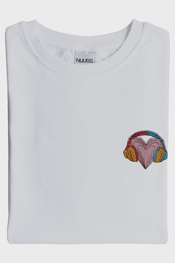 Renkli Kulaklık Kalpli Müzik T-Shirt - 3. görsel