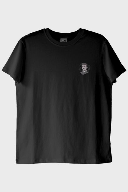 Nikola Tesla Desenli Nakışlı Siyah T-Shirt
