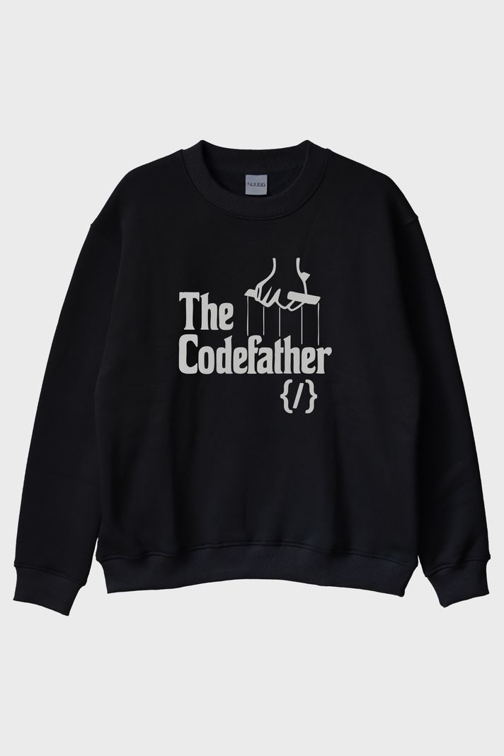 The Codefather Siyah Bisiklet Yaka Sweatshirt ön görsel