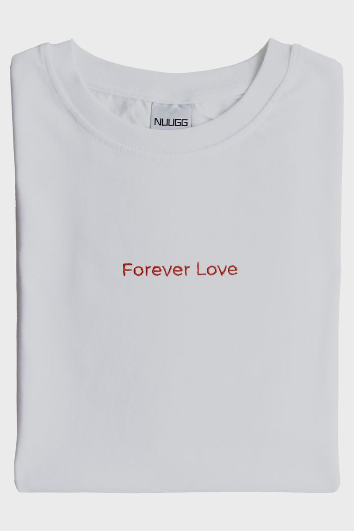 Forever Love Desenli Nakış Tişört - Sevgililer Günü Çift Tişörtleri - 4. görsel