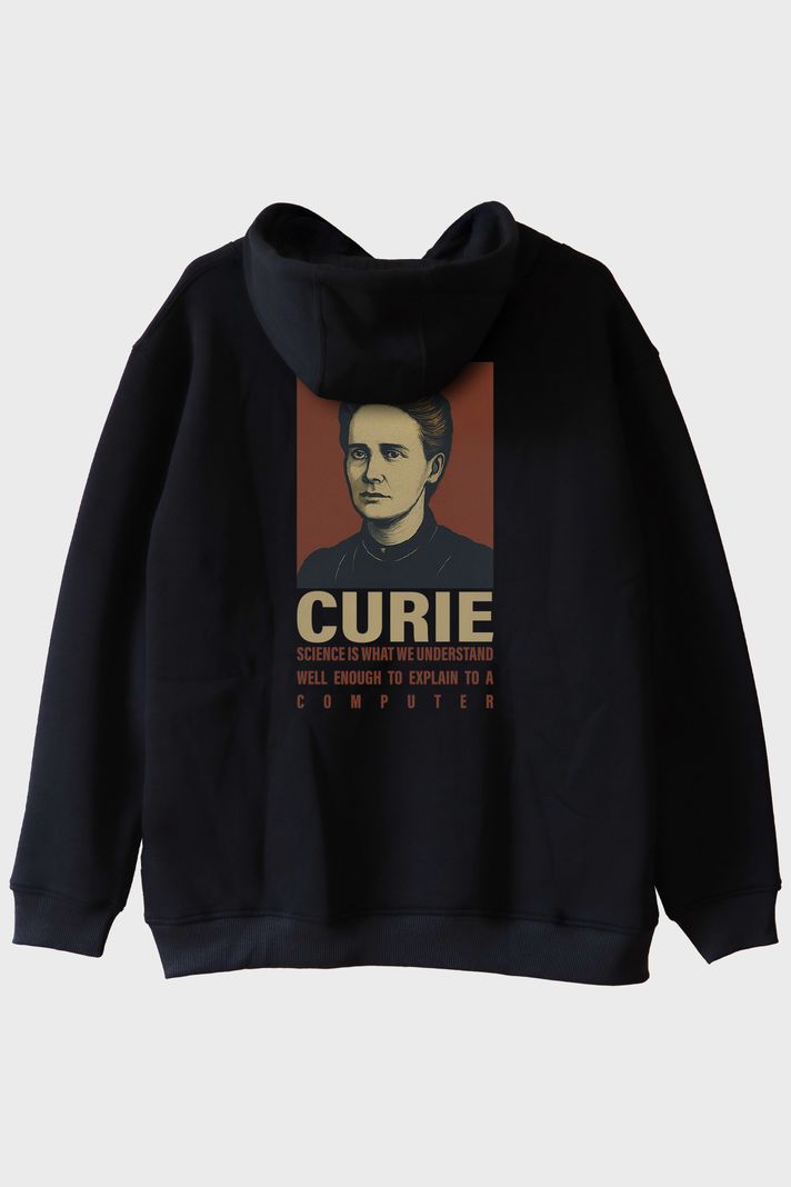 Curie Bilimsel Alıntı Siyah Hoodie - 2. görsel