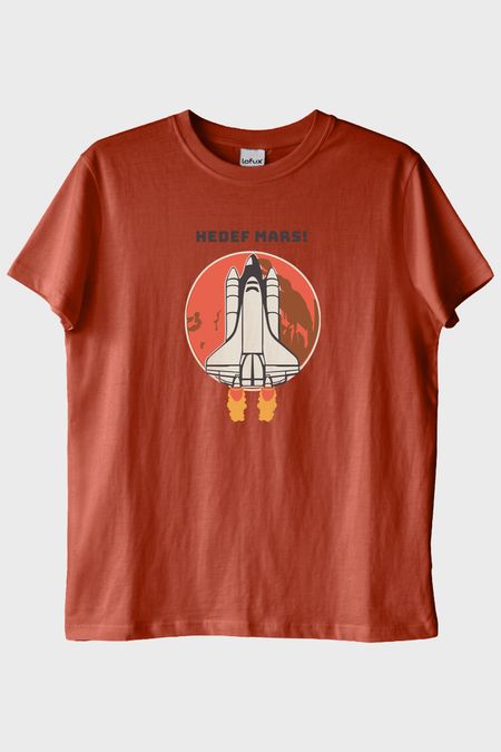 HEDEF MARS! Baskılı Uzay Temalı Kiremit Tişört