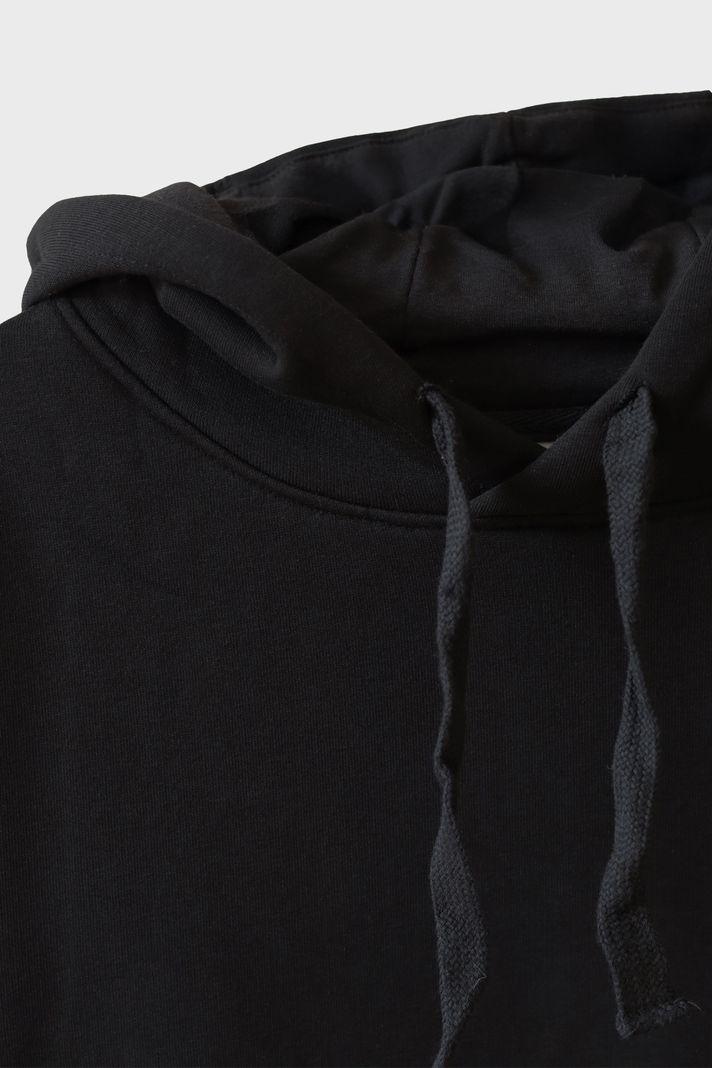 Umut Çiçeği Baskılı Siyah Hoodie - 3. görsel