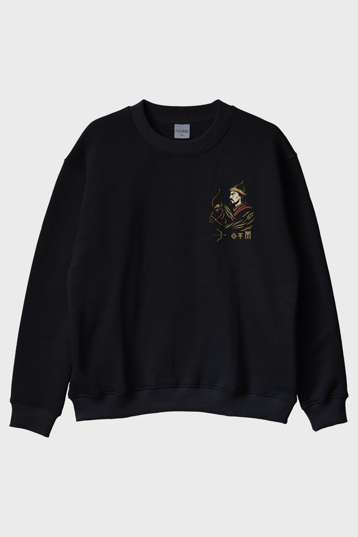 Tengri’nin Savaşçısı Siyah Bisiklet Yaka Sweatshirt ön görsel