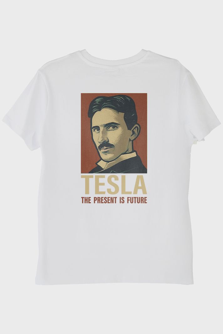 Tesla Slogan Beyaz Tişört - 2. görsel
