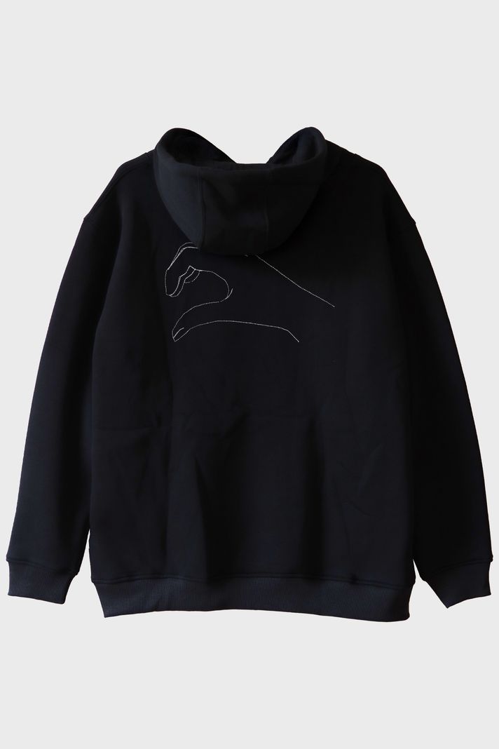 Sağ El Kalp Desenli Nakış Hoodie - Sevgililer Günü Çift Tişörtleri arka görsel