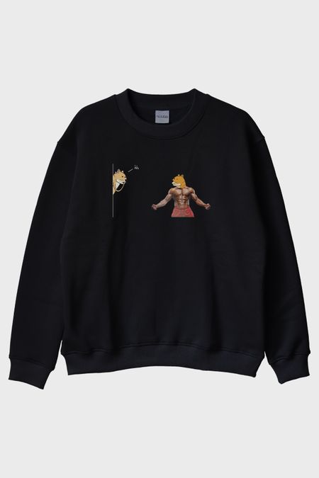 Kedo Tavlamak Siyah Bisiklet Yaka Sweatshirt