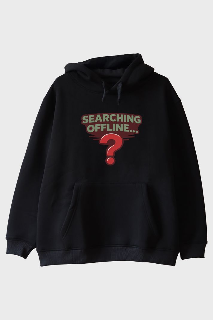 Searching Offline Siyah Hoodie - 5. görsel