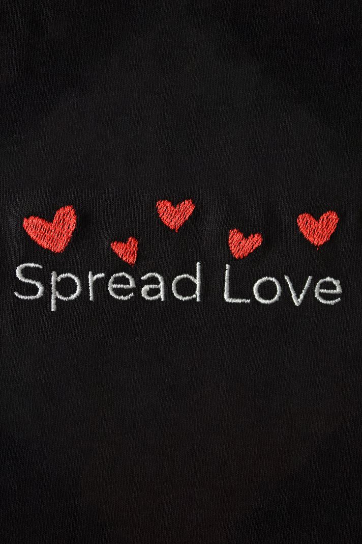 Spread Love Yazılı Kalp Desenli Nakış Hoodie - Sevgililer Günü Hediyesi - 5. görsel