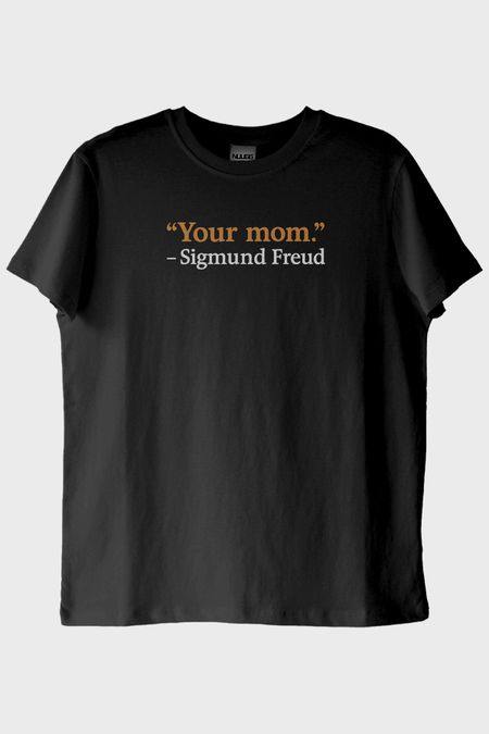Your Mom Mizahi Baskılı Siyah Tişört