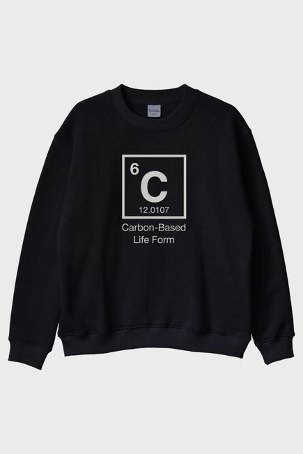 Carbon-Based Life Form Baskılı Siyah Bisiklet Yaka Sweatshirt