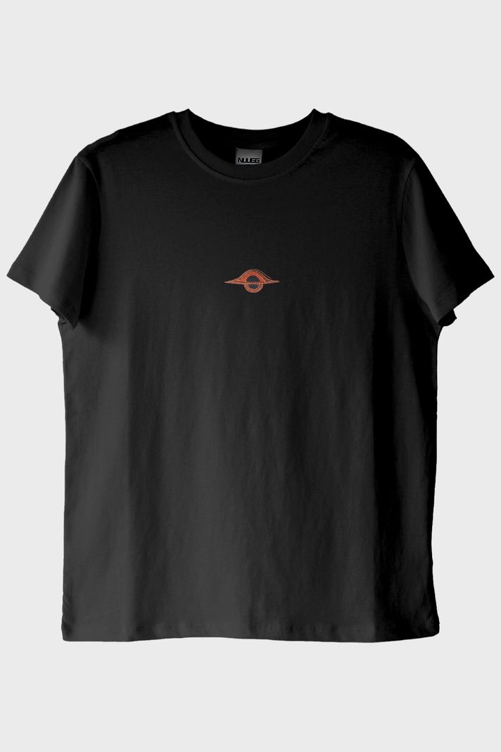 Gargantua Kara Delik Nakış Desenli Siyah T-Shirt ön görsel